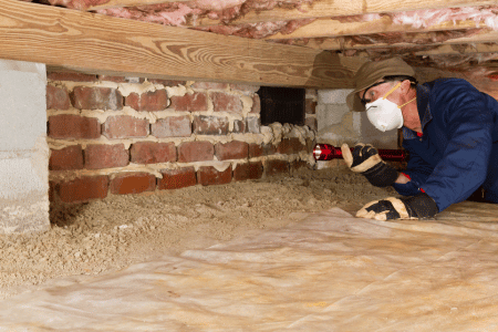 Crawl Space Foundation by sunlit conrete